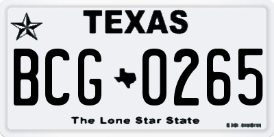 TX license plate BCG0265