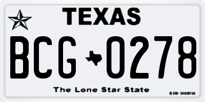 TX license plate BCG0278