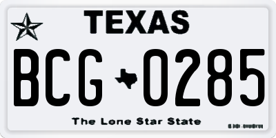 TX license plate BCG0285