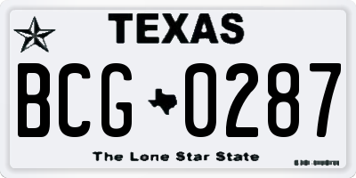 TX license plate BCG0287