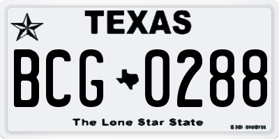 TX license plate BCG0288