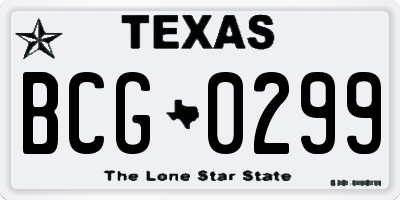 TX license plate BCG0299