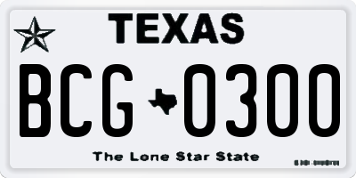 TX license plate BCG0300