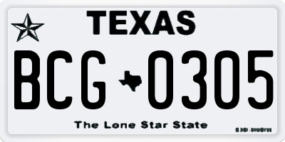 TX license plate BCG0305