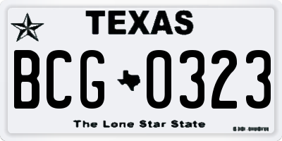 TX license plate BCG0323