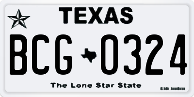 TX license plate BCG0324