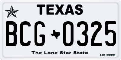 TX license plate BCG0325