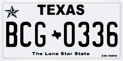 TX license plate BCG0336