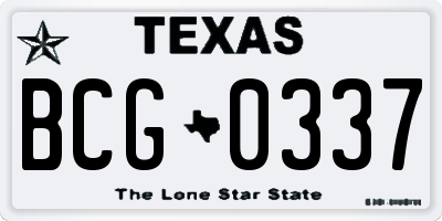 TX license plate BCG0337