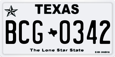 TX license plate BCG0342