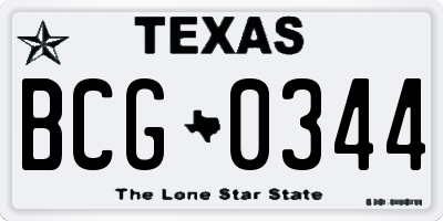 TX license plate BCG0344