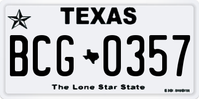 TX license plate BCG0357