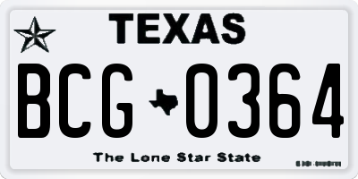TX license plate BCG0364