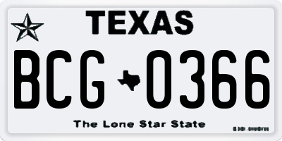 TX license plate BCG0366