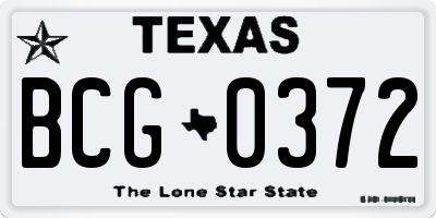 TX license plate BCG0372