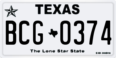 TX license plate BCG0374
