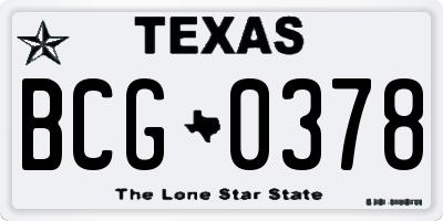 TX license plate BCG0378