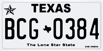 TX license plate BCG0384