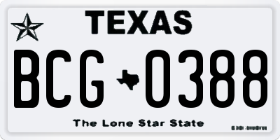 TX license plate BCG0388