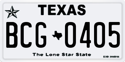 TX license plate BCG0405