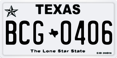 TX license plate BCG0406