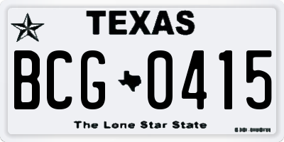 TX license plate BCG0415