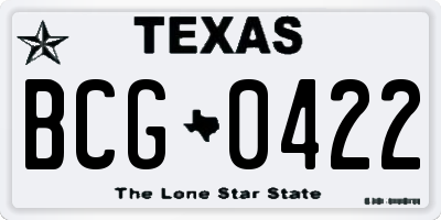 TX license plate BCG0422
