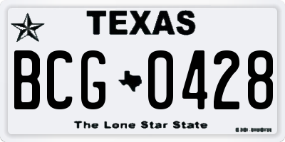 TX license plate BCG0428