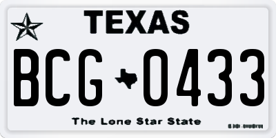 TX license plate BCG0433