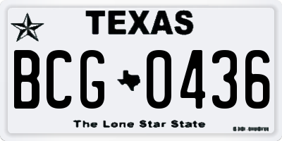 TX license plate BCG0436