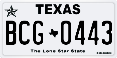 TX license plate BCG0443