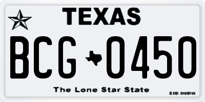 TX license plate BCG0450