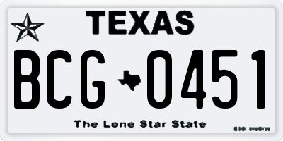 TX license plate BCG0451