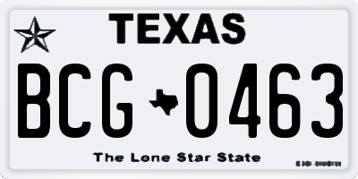 TX license plate BCG0463