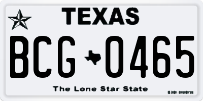TX license plate BCG0465