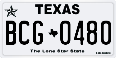 TX license plate BCG0480