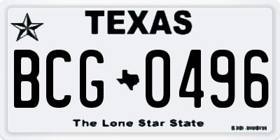 TX license plate BCG0496