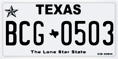 TX license plate BCG0503