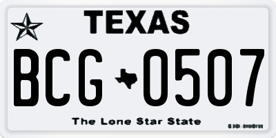 TX license plate BCG0507