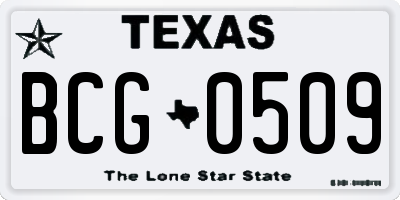 TX license plate BCG0509