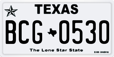TX license plate BCG0530