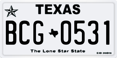 TX license plate BCG0531