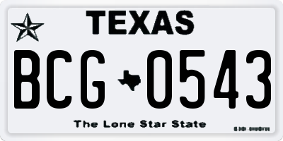 TX license plate BCG0543