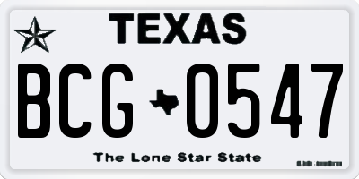 TX license plate BCG0547