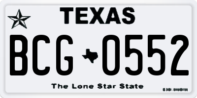 TX license plate BCG0552