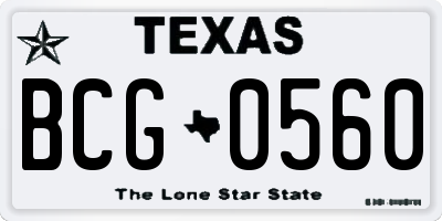 TX license plate BCG0560