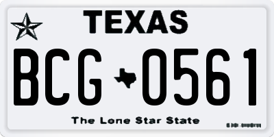 TX license plate BCG0561
