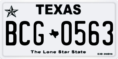 TX license plate BCG0563