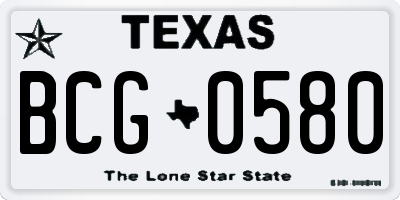 TX license plate BCG0580