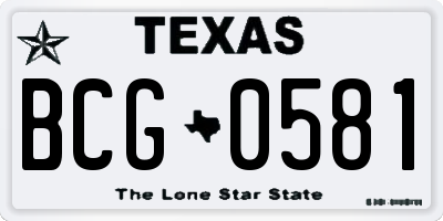 TX license plate BCG0581